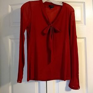 Thr Limited Sheer Red & Black polkadot blous